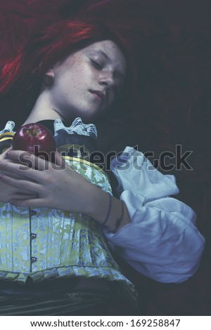 Young drown woman in a poetic representation. fantasy art