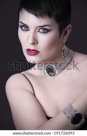 Lady in evening, with fine silver jewelry