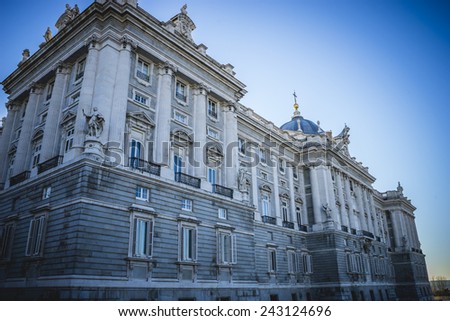 Touristic, Royal Palace of Madrid, located in the area of the Habsburgs, classical architecture