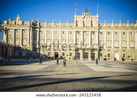 Main square, Royal Palace of Madrid, located in the area of the Habsburgs, classical architecture