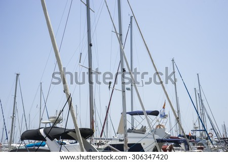 luxury boats moored in Marbella, Spain city summer