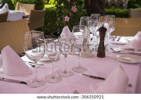 summer terrace with drinks and meals ready to eat, Marbella Spain