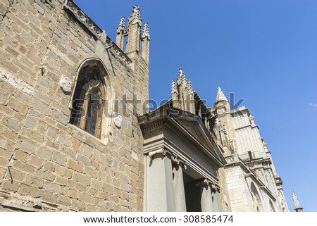 majestic facade of the cathedral of Toledo in Spain, beautiful church