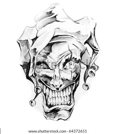 Sketch Of Tattoo Art, Joker Stock Photo 64372651 : Shutterstock