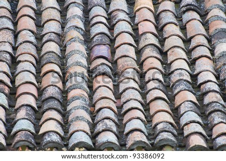 Antique roof tiles, spain architecture