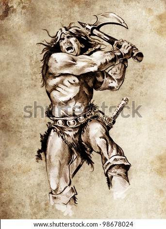 stock-photo-sketch-of-tattoo-art-warrior-fighting-with-big-axe-98678024.jpg