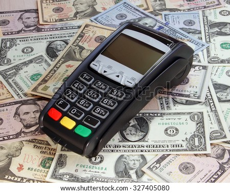 payment terminal is on the money (banknotes)