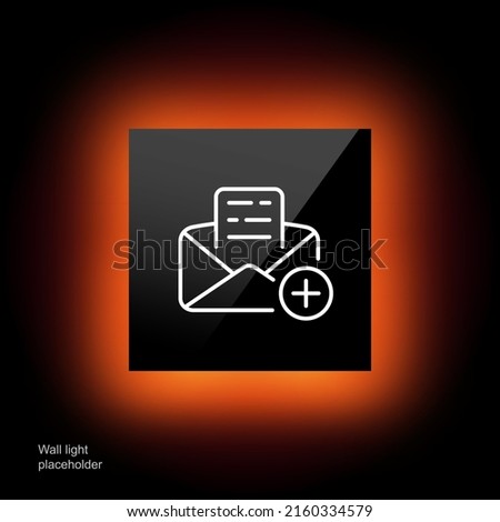New mail line icon. Letter, envelope, plus, text, mail, correspondence, letters, send message. Communication concept. Glassmorphism style. Vector line icon for Business and Advertising