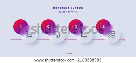 Menu button set icon. Tiles, buttons, arrows, sliders, applications, lists, chart, analytics, presentation. Infographic concept. Glassmorphism style. Vector line icon for Business and Advertising