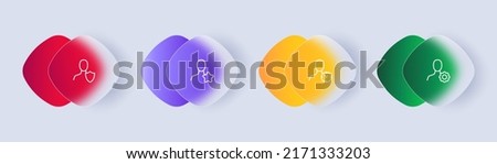 Man with button set icon. Private information, payment, magnifier, search, geolocation, plus, minus, pointer.File concept. Glassmorphism style. Vector line icon for Business and Advertising