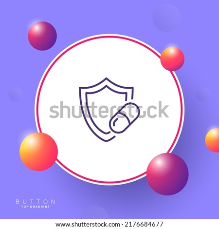 Shield with pill line icon. Prescription, medication, treatment, consultation, treat, doctor, patient, medicine, drug, cure. Healthcare concept. Vector line icon for Business and Advertising.