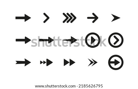 Website buttons with arrows set icon. Next page, scroll, follow the link, internet, online, app, application, user, right, Technology concept. Vector line icon for Business and Advertising.