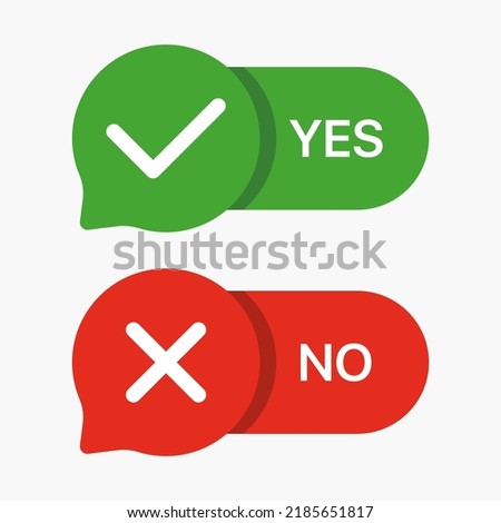 Yes and No answer options. Vector illustration. Questionnaire, poll, survey, checkmark, cross, slider, switch, test, setting, confirmation, rejection. Technology concept. Vector line icon for Business
