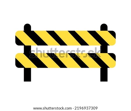 Vector illustration of yellow black barrier to indicate a dangerous section of the road. Caution, dangerous, construction site, stop, roadblock. Vector line icon for Business and Advertising