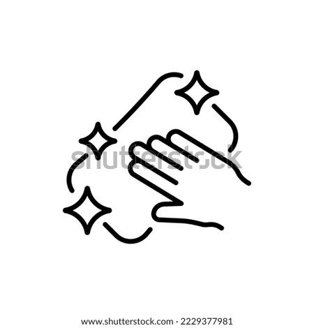 Hand with sponge line icon. Cleaning, general cleaning, wash, cleanliness, dust, dirt, car wash, rag, mop, wash dishes. Purity concept. Vector black line icon on a white background