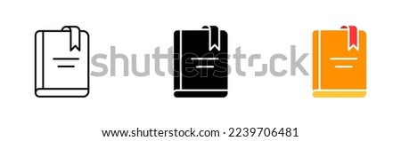 Books with bookmarks set icon. Read, library, reading list, atheneum, paper, bibliography, audiobook. Education concept. Vector icon in line, black and colorful style on white background