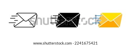 Mails set icon. Letter, envelope, message, email, inbox, mailbox, paper clip, fire, phone, listing, stamp, attach, attachment. Communication concept Vector icon in line, black and colorful style