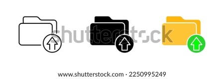 Folder with upload button line icon. Arrow up, remote storage, server, cloud, website, online, control, documentation, digital. Vector icon in line, black and colorful style on white background