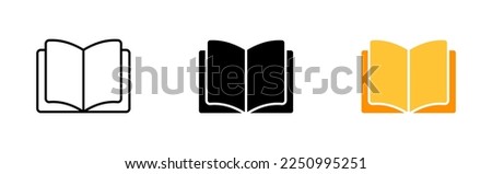 Opened book line icon. Knowledge, data, education, gain, read, reading, textbook, text, learn, literature, fiction, non fiction. Vector icon in line, black and colorful style on white background