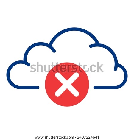 Cloud with cross line icon. Cancel, reject, cloud saving, information, data. Vector icons for business and advertising