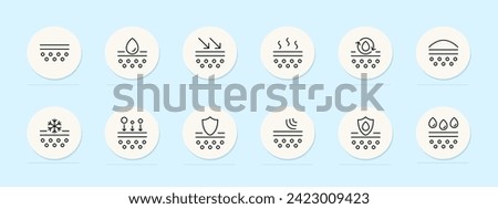 Skin protection line icon. Nourishes, hydrates, soothes, rejuvenates, and fortifies the skin barrier. Pastel color background. Vector line icon for business and advertising