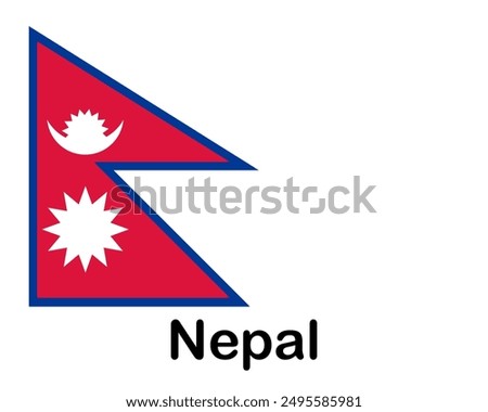 Nepal national flag. Banner, state symbol, flagpole.