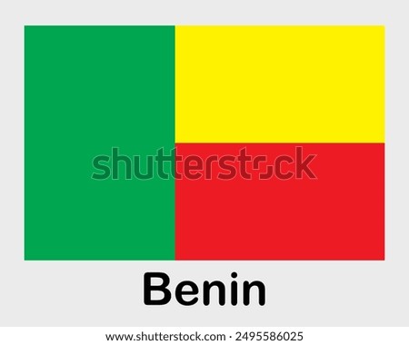 Benin national flag. Banner, state symbol, flagpole.