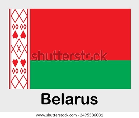 Belarus national flag. Banner, state symbol, flagpole.