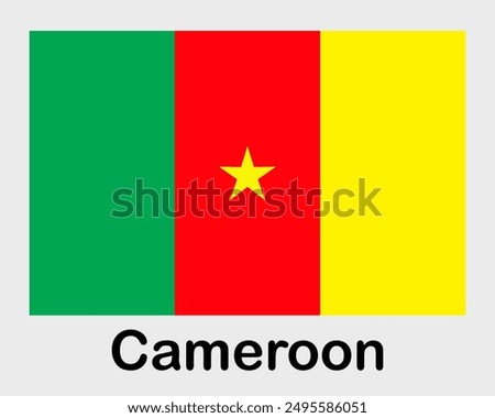 Cameroon national flag. Banner, state symbol, flagpole.