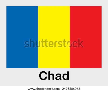 Chad national flag. Banner, state symbol, flagpole.