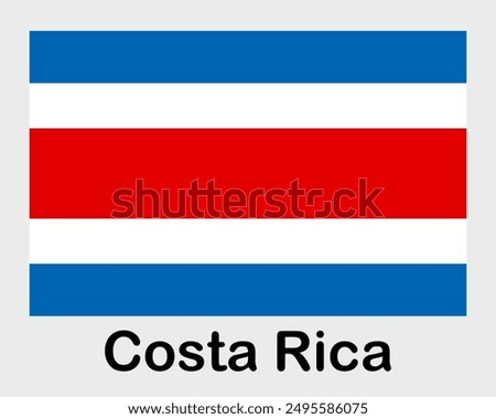 Costa Rica national flag. Banner, state symbol, flagpole.