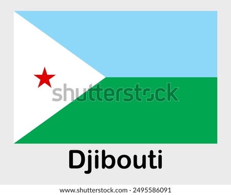 Djibouti national flag. Banner, state symbol, flagpole.