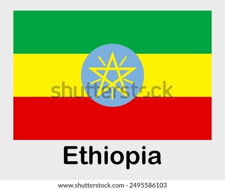 Ethiopia national flag. Banner, state symbol, flagpole.