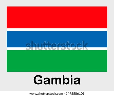 Gambia national flag. Banner, state symbol, flagpole.