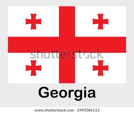 Georgia national flag. Banner, state symbol, flagpole.