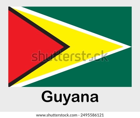 Guyana national flag. Banner, state symbol, flagpole.