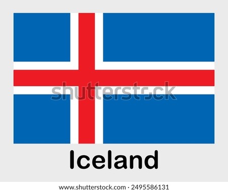 Iceland national flag. Banner, state symbol, flagpole.