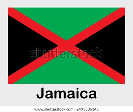 Jamaica national flag. Banner, state symbol, flagpole.