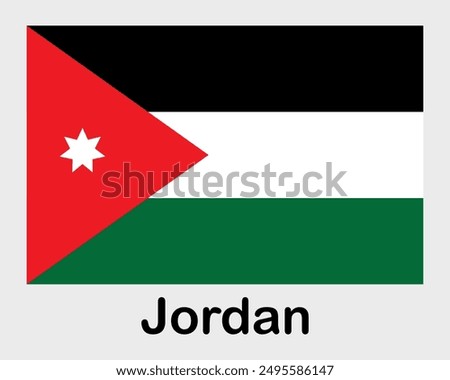 Jordan national flag. Banner, state symbol, flagpole.