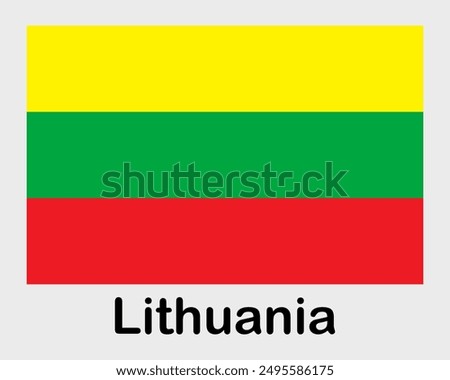 Lithuania national flag. Banner, state symbol, flagpole.