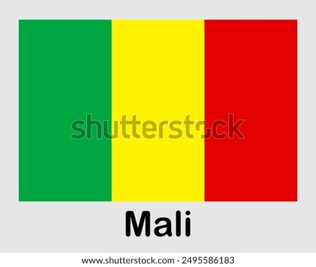 Mali national flag. Banner, state symbol, flagpole.