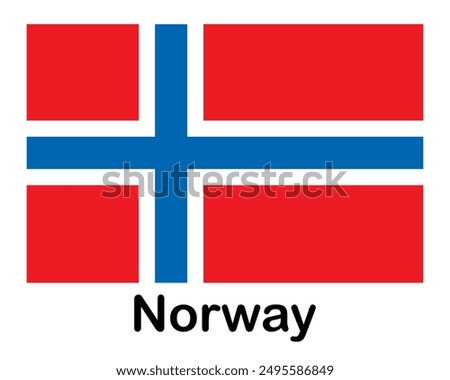 Norway national flag. Banner, state symbol, flagpole.