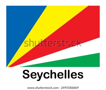 Seychelles national flag. Banner, state symbol, flagpole.