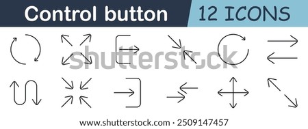 Arrow direction icon on blue background. Circular, expand, exit, inward, rotate, transfer, reverse, shrink, outward, horizontal, vertical, diagonal, movement, navigation, pointer, control.