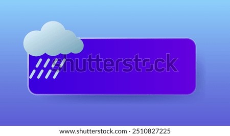 Rainy. Empty tile to place your content, weather forecast app or website. Cloud, lightning, thunderstorm, autumn, downpour, overcast, wind, temperature, precipitation, degrees Celsius, Fahrenheit