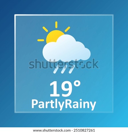 Partly rainy 19 Degrees Celsius weather forecast. Cloudy, lightning, thunderstorm, downpour, overcast, cold, wind speed, air, precipitation, temperature, atmosphere, Fahrenheit, conditions UV synoptic