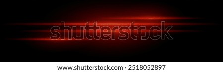 Red neon stripes or light flash. Laser beams, horizontal beams. Beautiful light reflections. Glowing stripes on a black background.