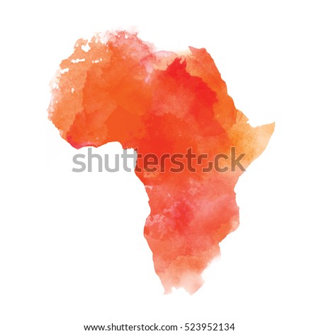 Mainland Africa on a black background. Vector illustration. Textured vector map of Africa. Tribal background. Abstract Background with Watercolor Stains. Vector illustration. 