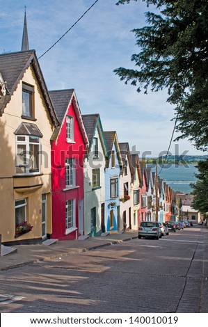 colorful houses called deck of cards in Cobh, Ireland