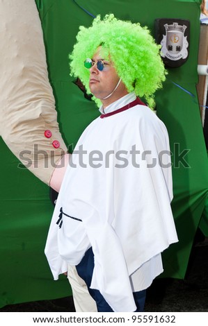 OUREM, PORTUGAL - FEBRUARY 19: an unidentified man perform at the Carnival Parade on February 19, 2012 in Ourem, Potugal. The Annual Parade was held during the afternoon of February 19th 2012.